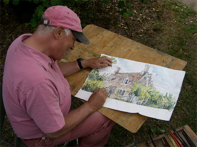 Michael Burnet Smith at work on a commission