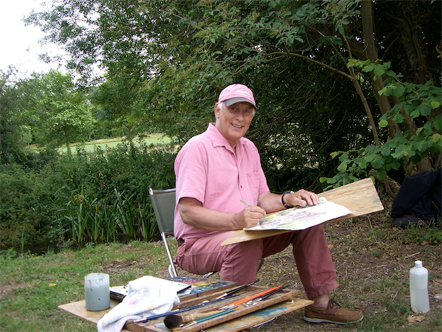 A moment of focus during the painting process