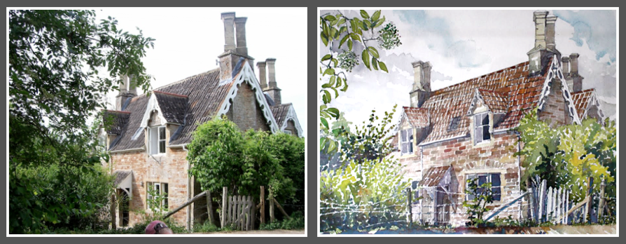 Pond Cottage — finished commission watercolour