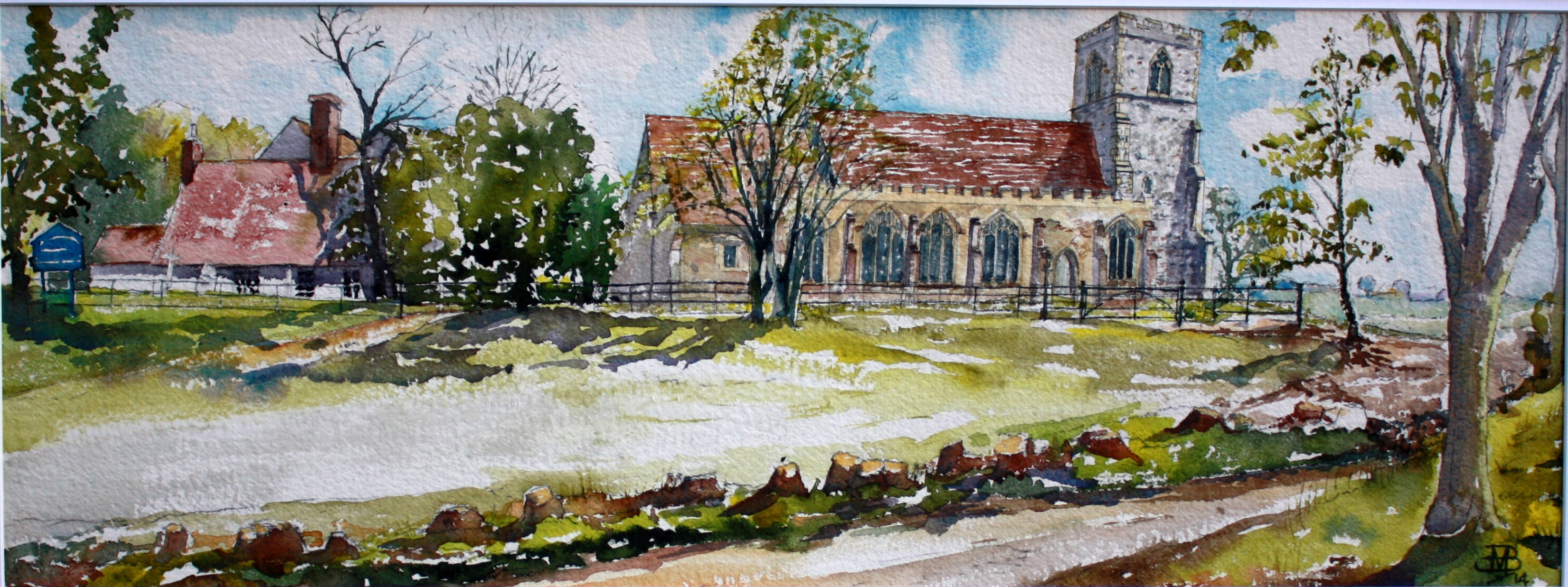 Saint Mary the Virgin, Edwardstone, Suffolk — watercolour by Michael Burnet Smith