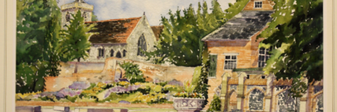 St Peter's Church Caversham Court, water colour painting, michael burnet smith