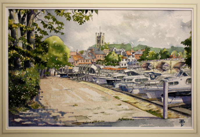 The Angel at Henley on Thames, water colour painting, michael burnet smith