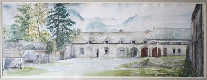 Coach House, Dynevor Castle, Llandeilo, Wales, water colour painting, michael burnet smith