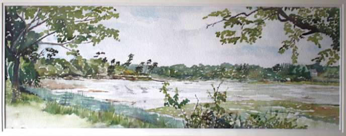 Inlet Nr. Pontl'Abbe France, water colour painting, michael burnet smith