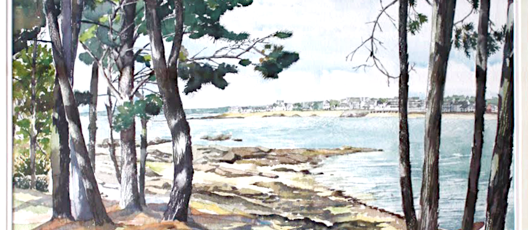 View of Concarneau, Cabellou Brittany, watercolour painting, michael burnet smith