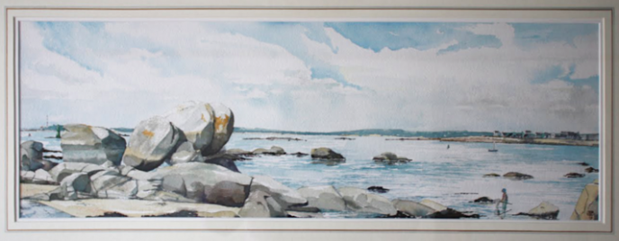 Cabellou Plage, Brittany France, water colour painting, michael burnet smith