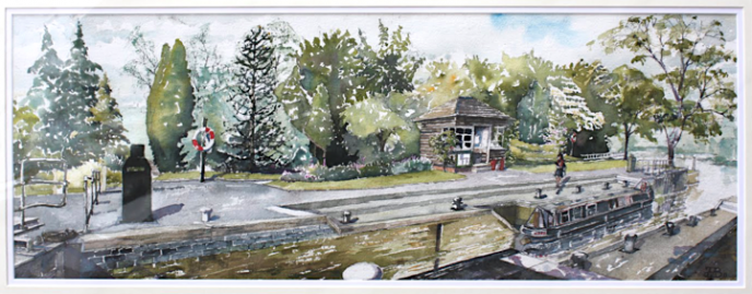 Caversham Lock, lady lock keeper, water painting, michael burnet-smith