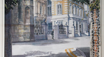 The Courts at Reading, water colour painting, michael burnet smith