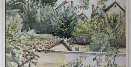 Eaun's Garden, Albion-sur-Somme, France, water colour painting, michael burnet smith